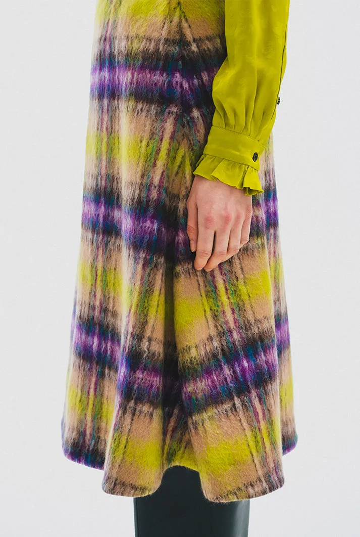 A-line Mohair checked skirt