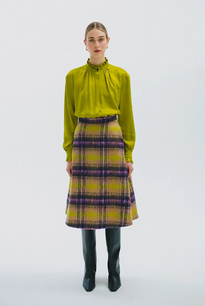 A-line Mohair checked skirt