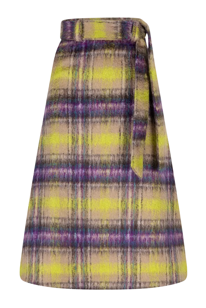 A-line Mohair checked skirt