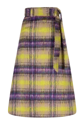 A-line Mohair checked skirt