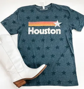 Astros Game Day | Astros Star Print Short Sleeve Graphic Tee in Heather Navy