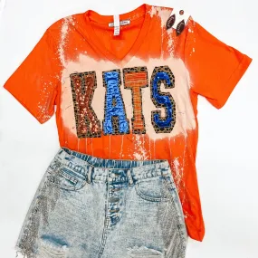 Bearkat Game Day | Kats Mix Print Patch Tee with Bleach Distressing in Orange