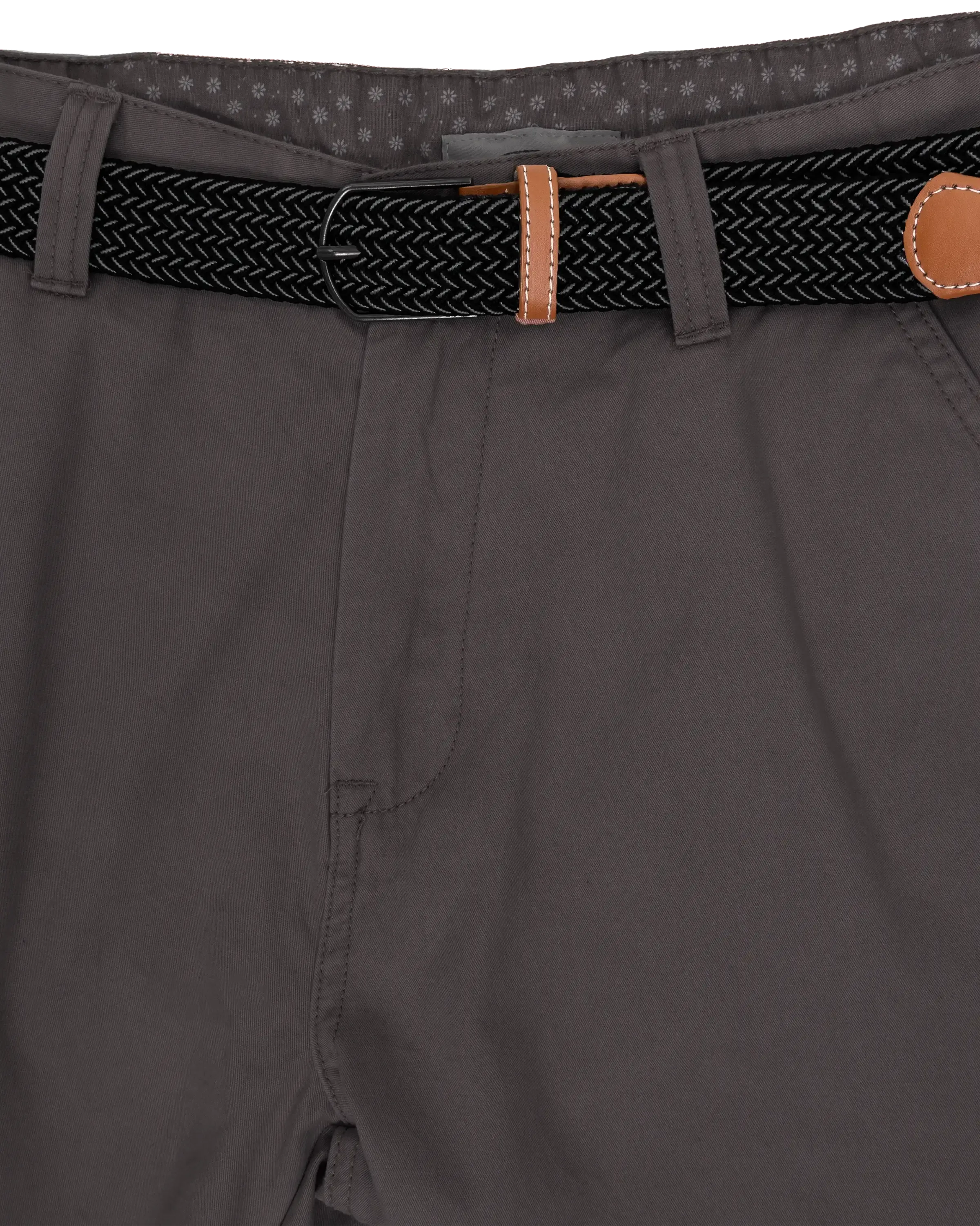 Belted Chino Walkshorts in Charcoal