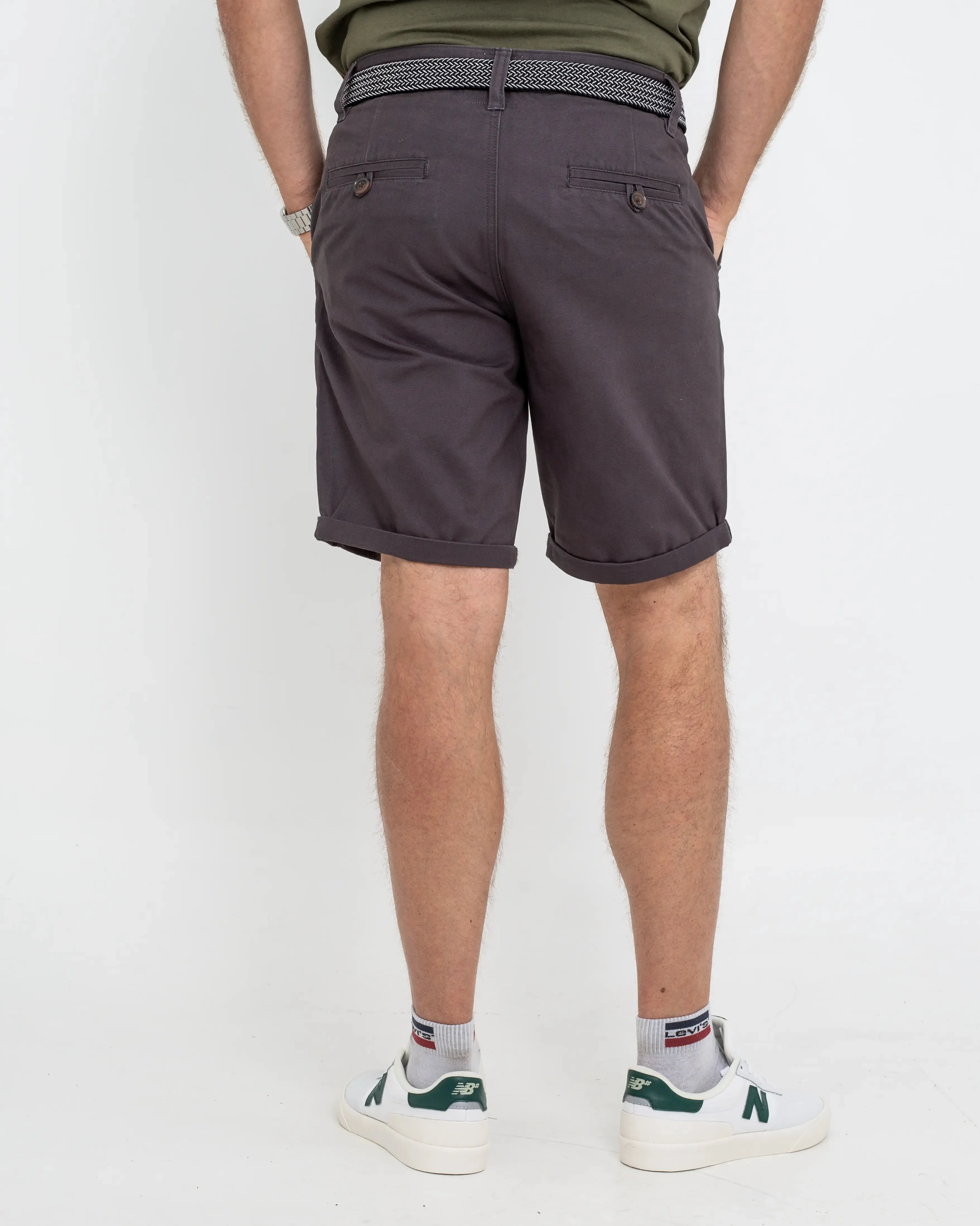 Belted Chino Walkshorts in Charcoal