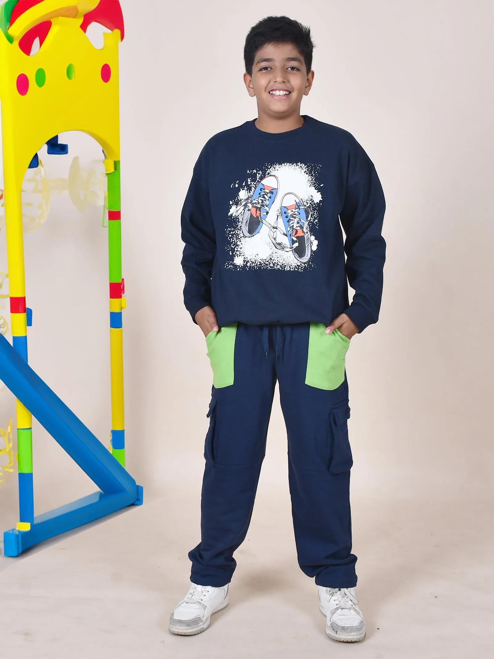 Boys Fleece Pocket Detailed Cargo Track Pants