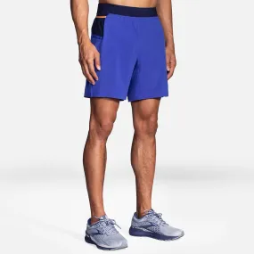 Brooks | Sherpa 7" 2-in-1 Short | Men's | Amparo Blue/Navy/Fluoro Orange