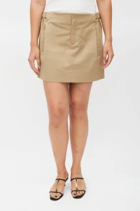 Brown Cotton A-Line Skirt