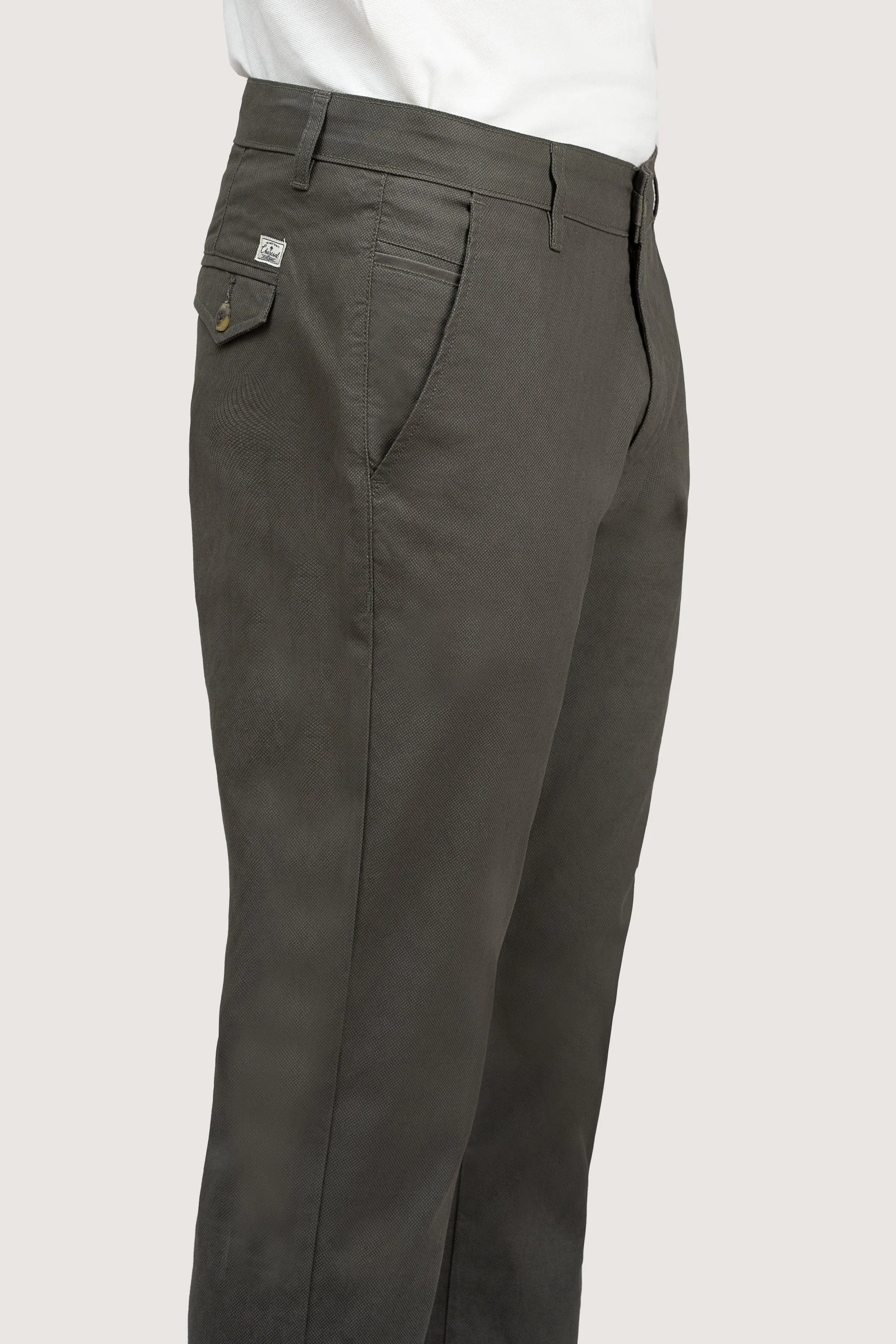 CROSS POCKET PRINTED SLIMFIT DARK OLIVE PANT