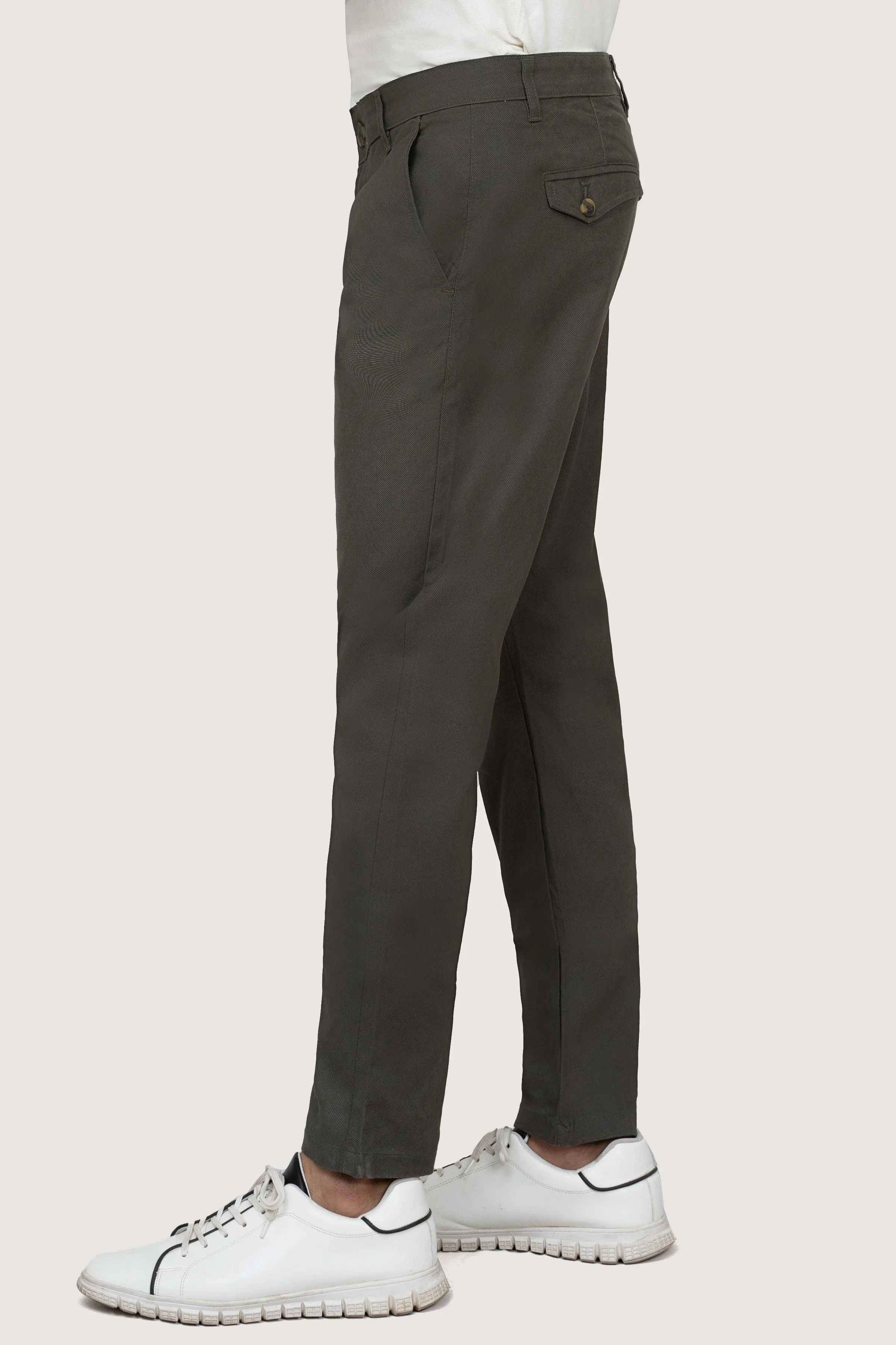 CROSS POCKET PRINTED SLIMFIT DARK OLIVE PANT