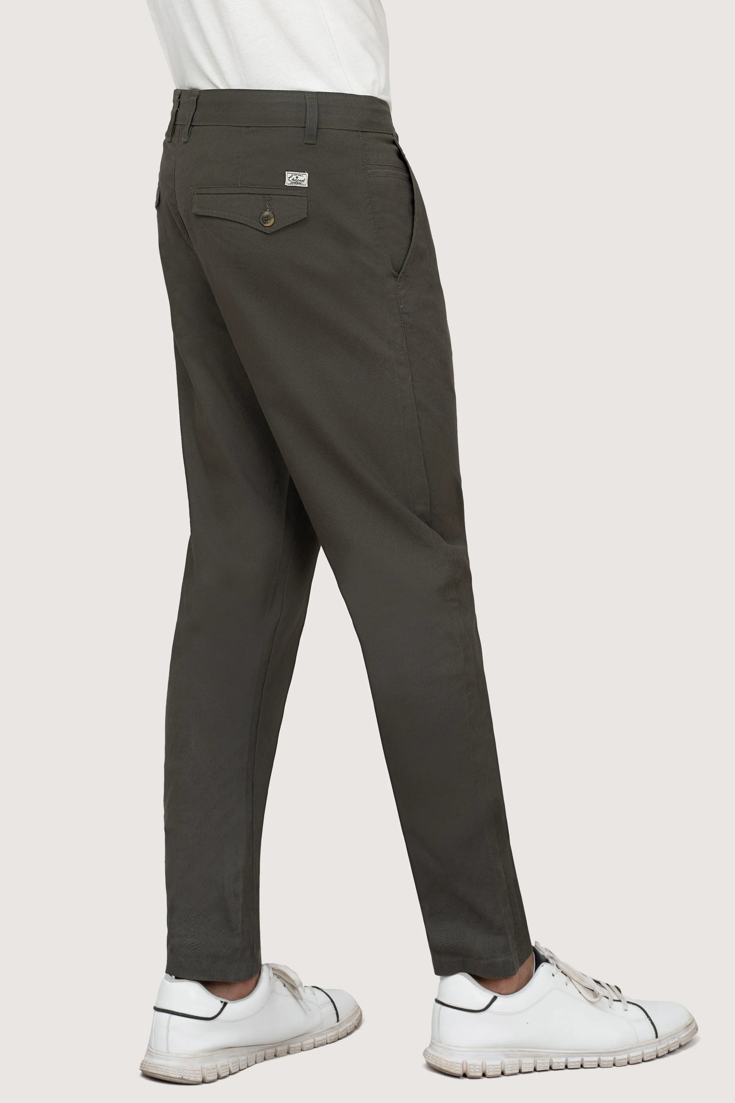 CROSS POCKET PRINTED SLIMFIT DARK OLIVE PANT