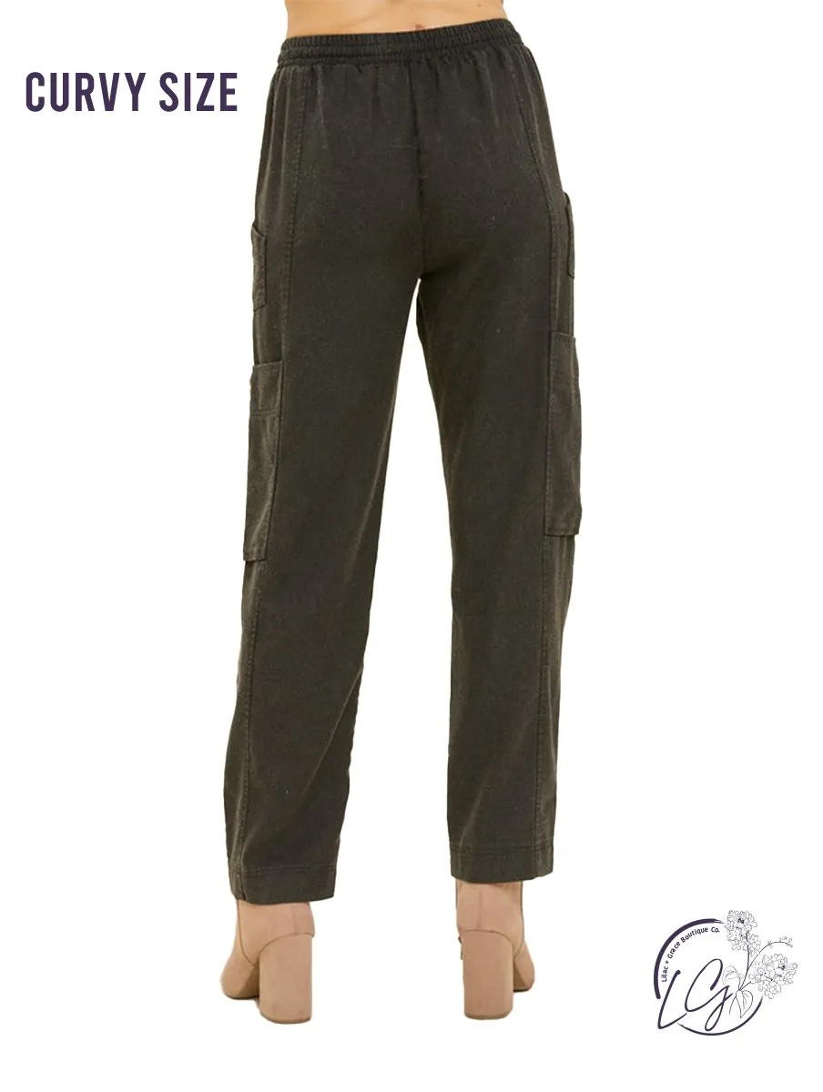 Curvy Coastal Cargo Linen Pants