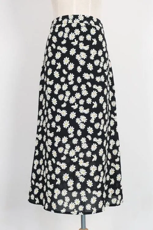 Daisy Print A Line Skirts