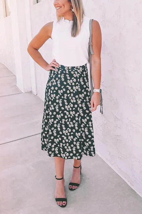 Daisy Print A Line Skirts