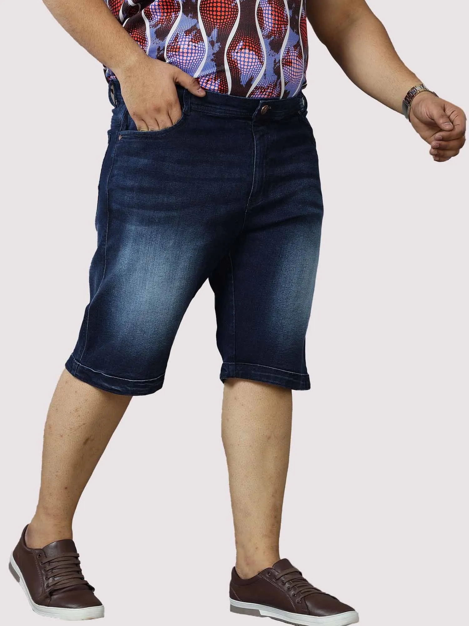 Dark Sapphire Denim Shorts Men's Plus Size