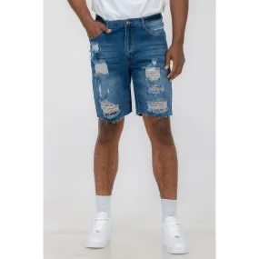 Distressed Denim Shorts - Men's