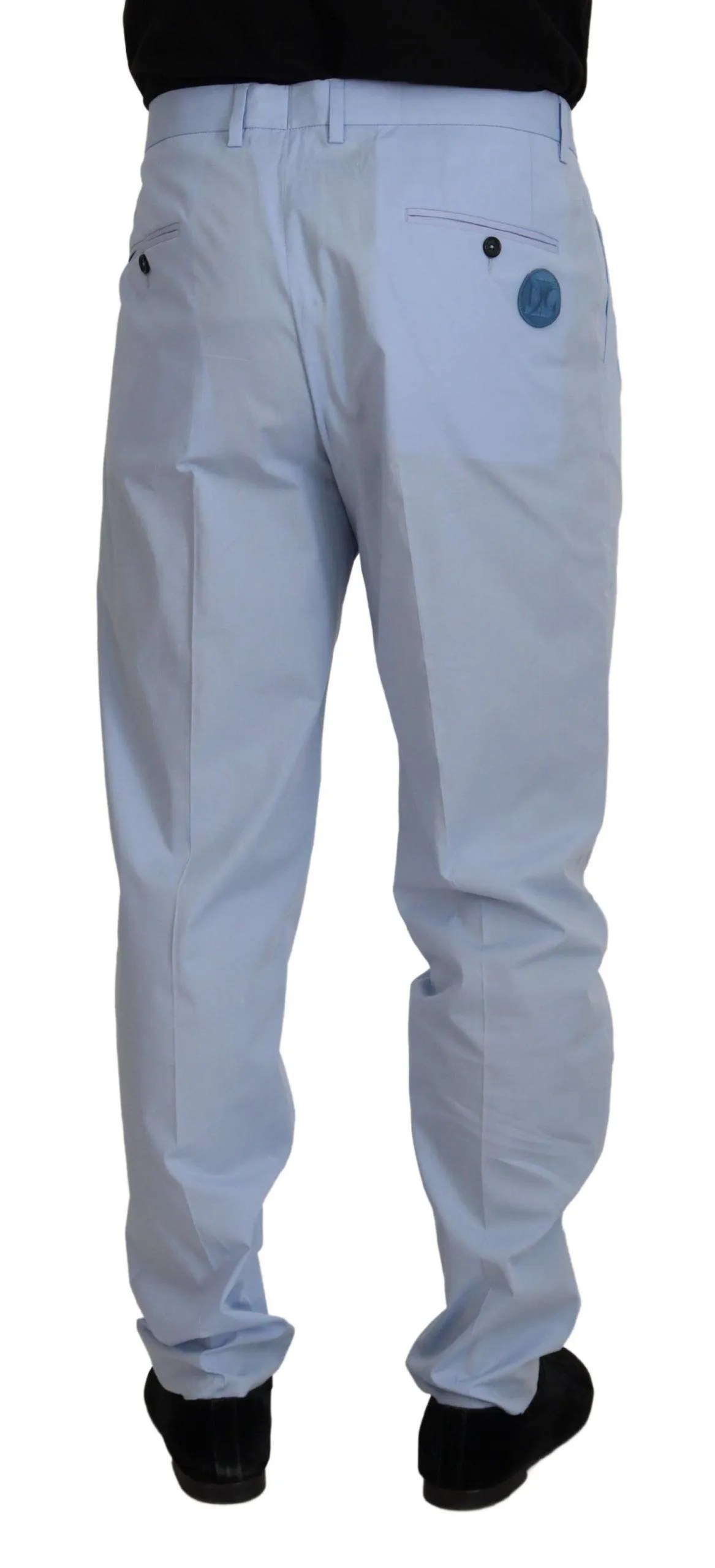 Dolce & Gabbana Blue Cotton Stretch Trousers Chinos Pants