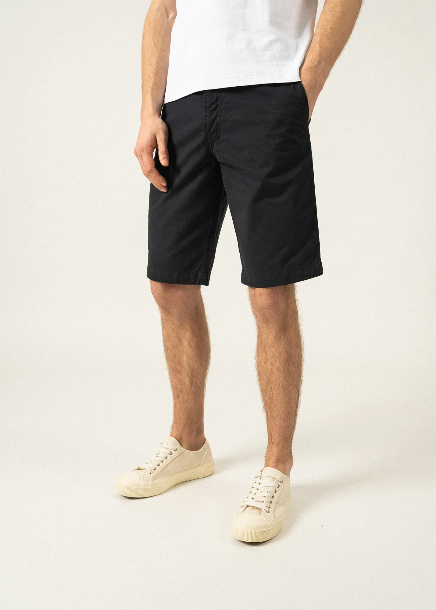 Doug straight Bermuda shorts - in cotton canvas (NAVY)