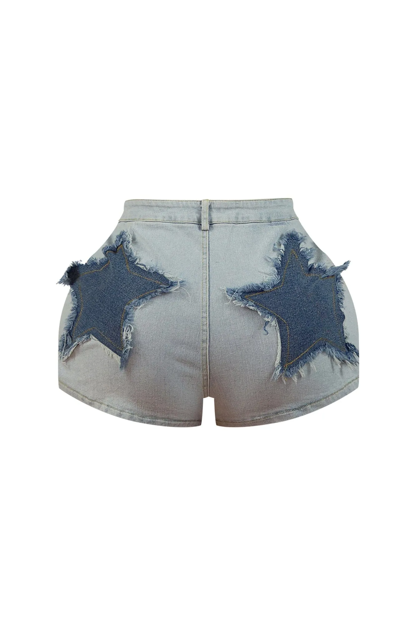 Elara Back Star Patched Denim Shorts