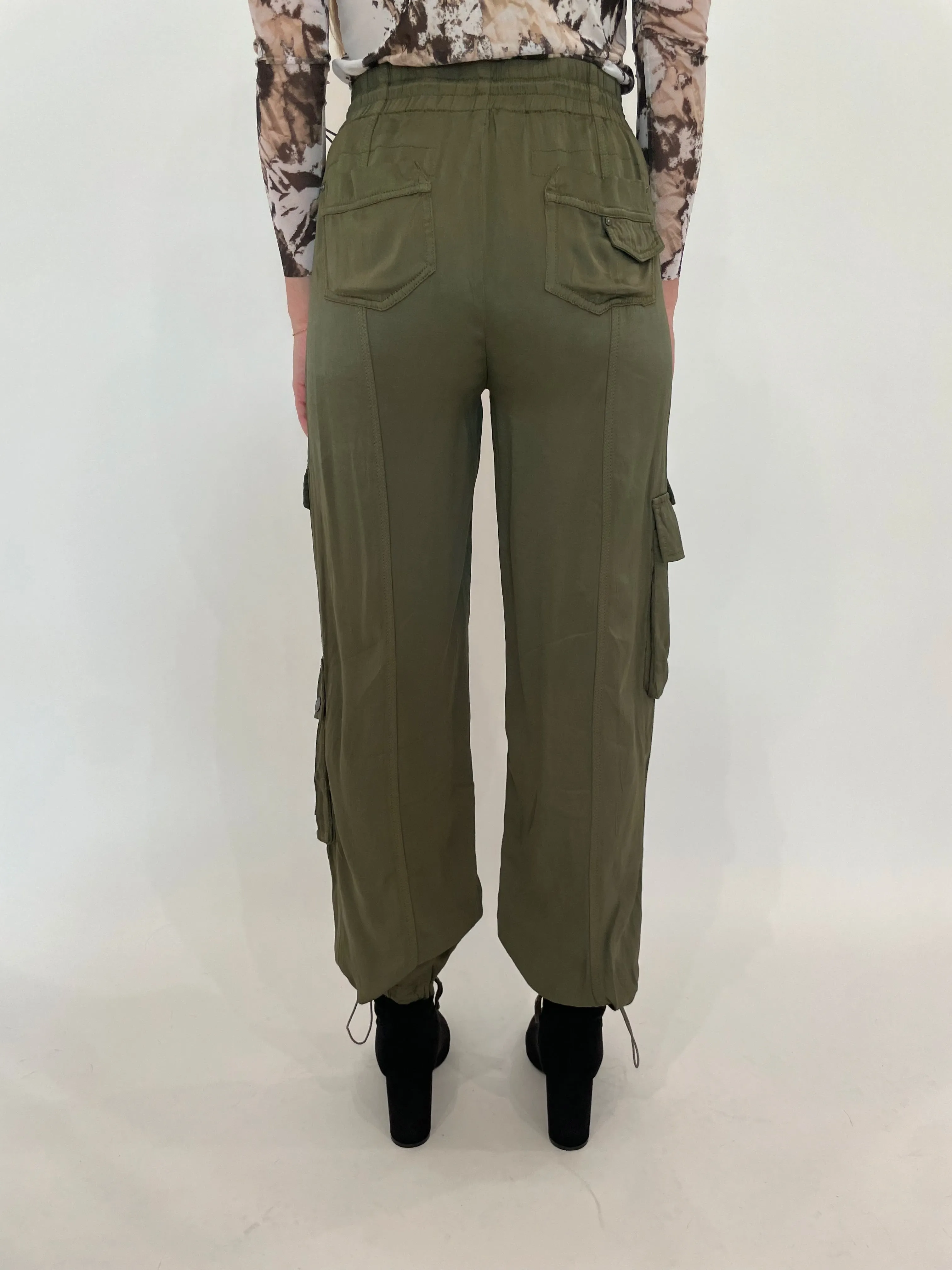 Enika Silky Cargo Pants - Pine