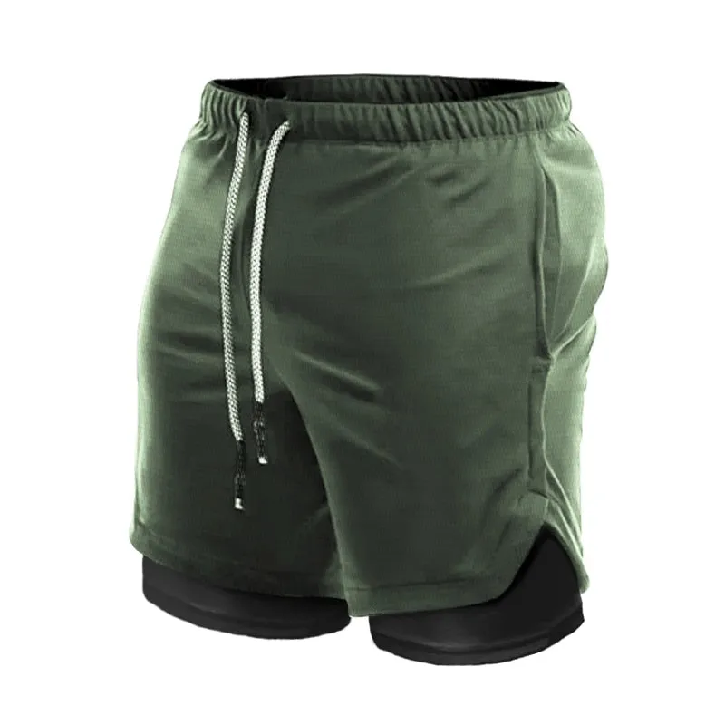 Fashionable Quick-drying Men's Double-layer Running Shorts