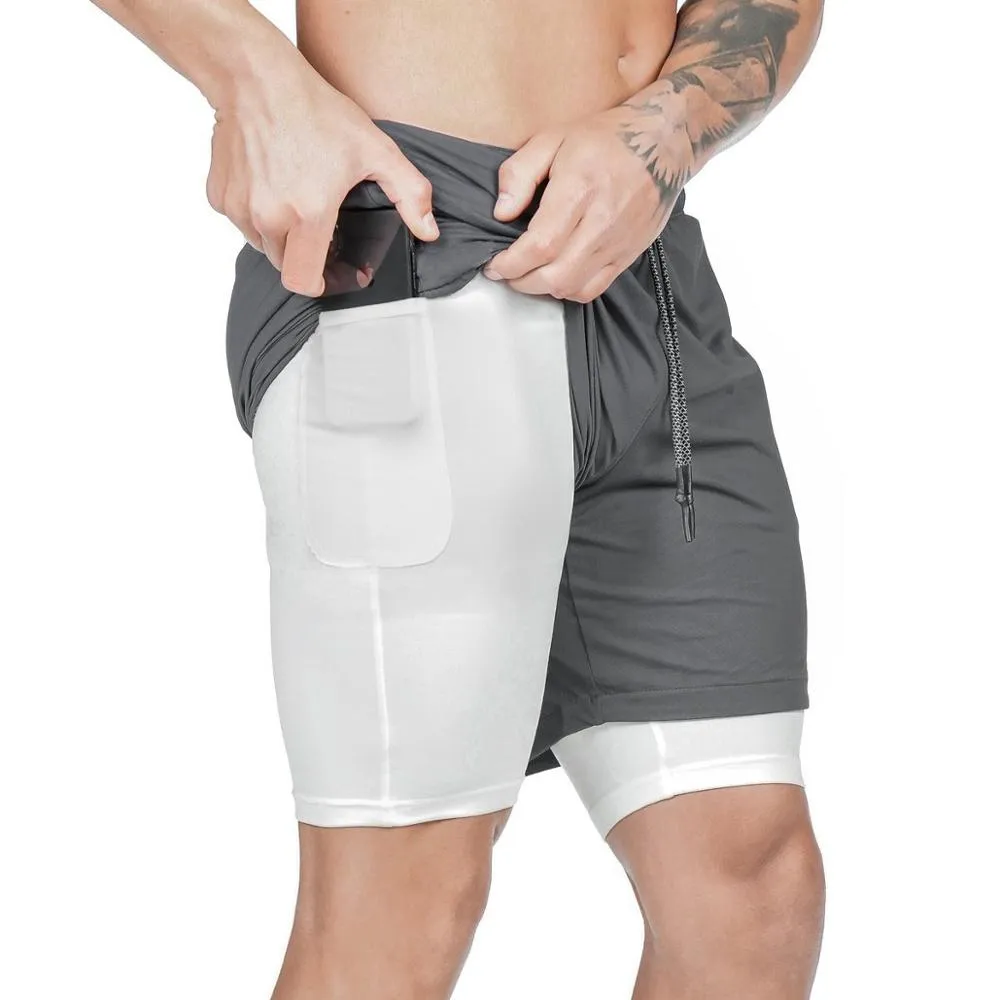 Fashionable Quick-drying Men's Double-layer Running Shorts