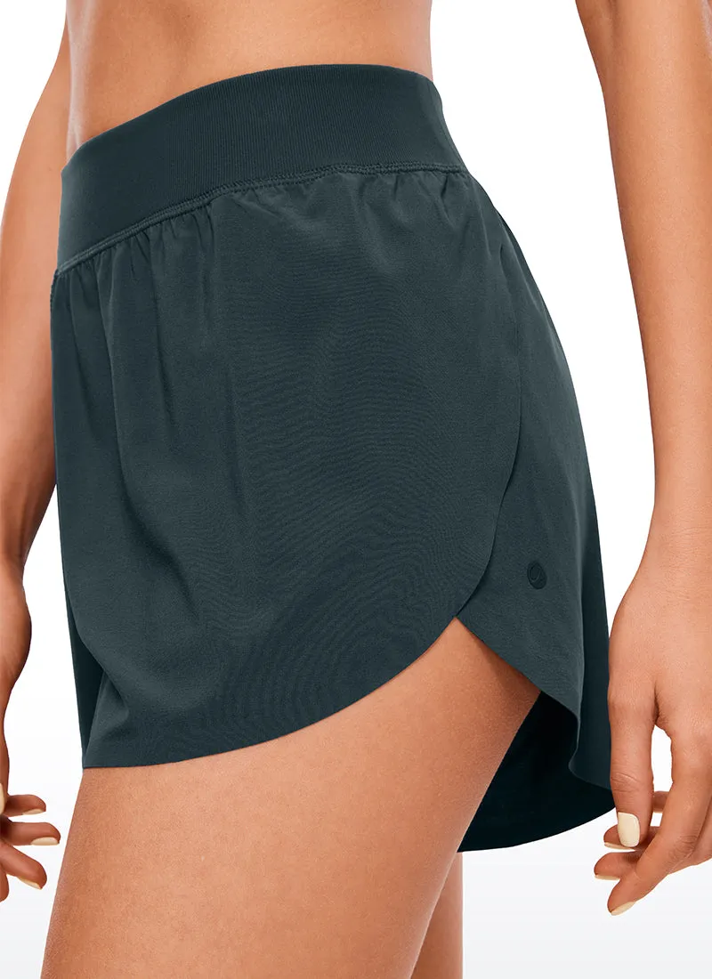 Feathery-Fit Soft Mid Rise Dolphin Lined Shorts 4''