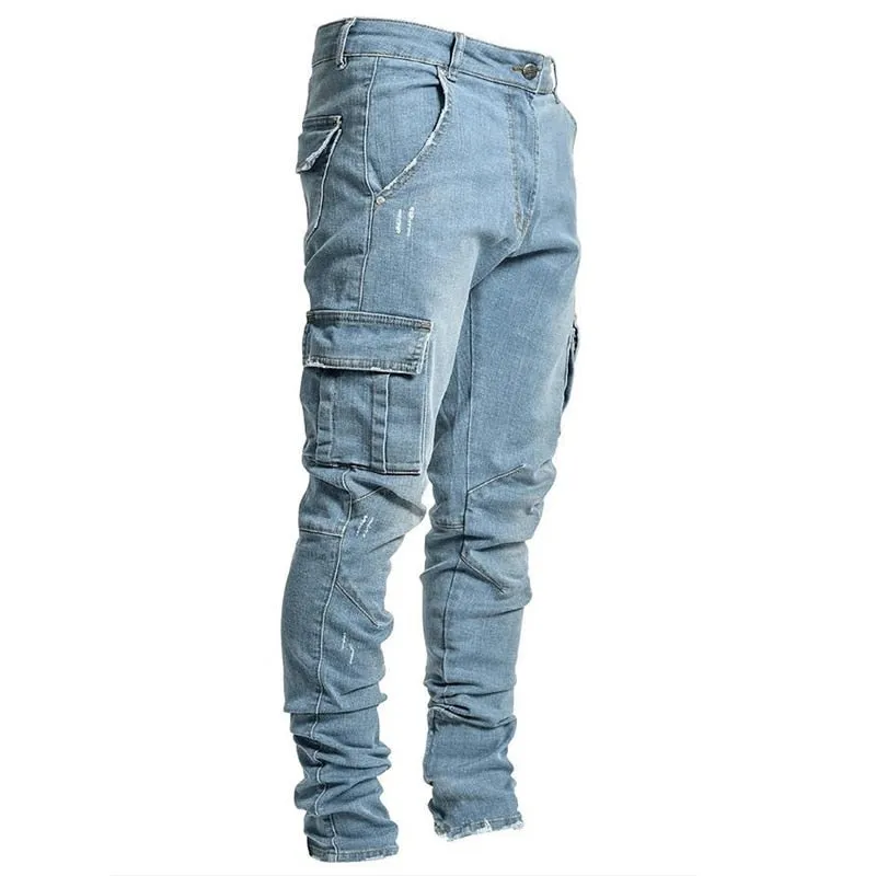 Funki Buys | Pants | Men's Punk Skinny Denim Zipper Jeans