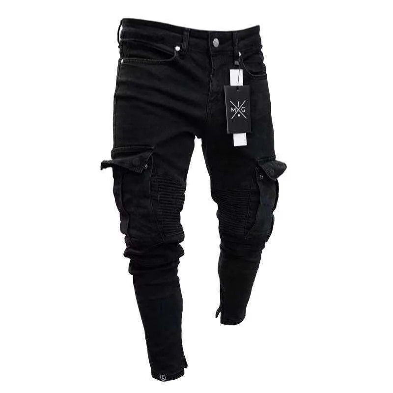 Funki Buys | Pants | Men's Punk Skinny Denim Zipper Jeans