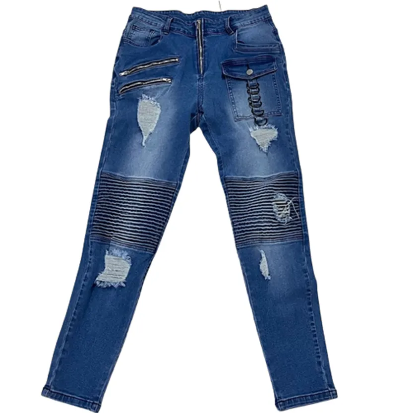 Funki Buys | Pants | Men's Punk Skinny Denim Zipper Jeans