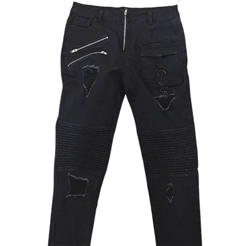 Funki Buys | Pants | Men's Punk Skinny Denim Zipper Jeans