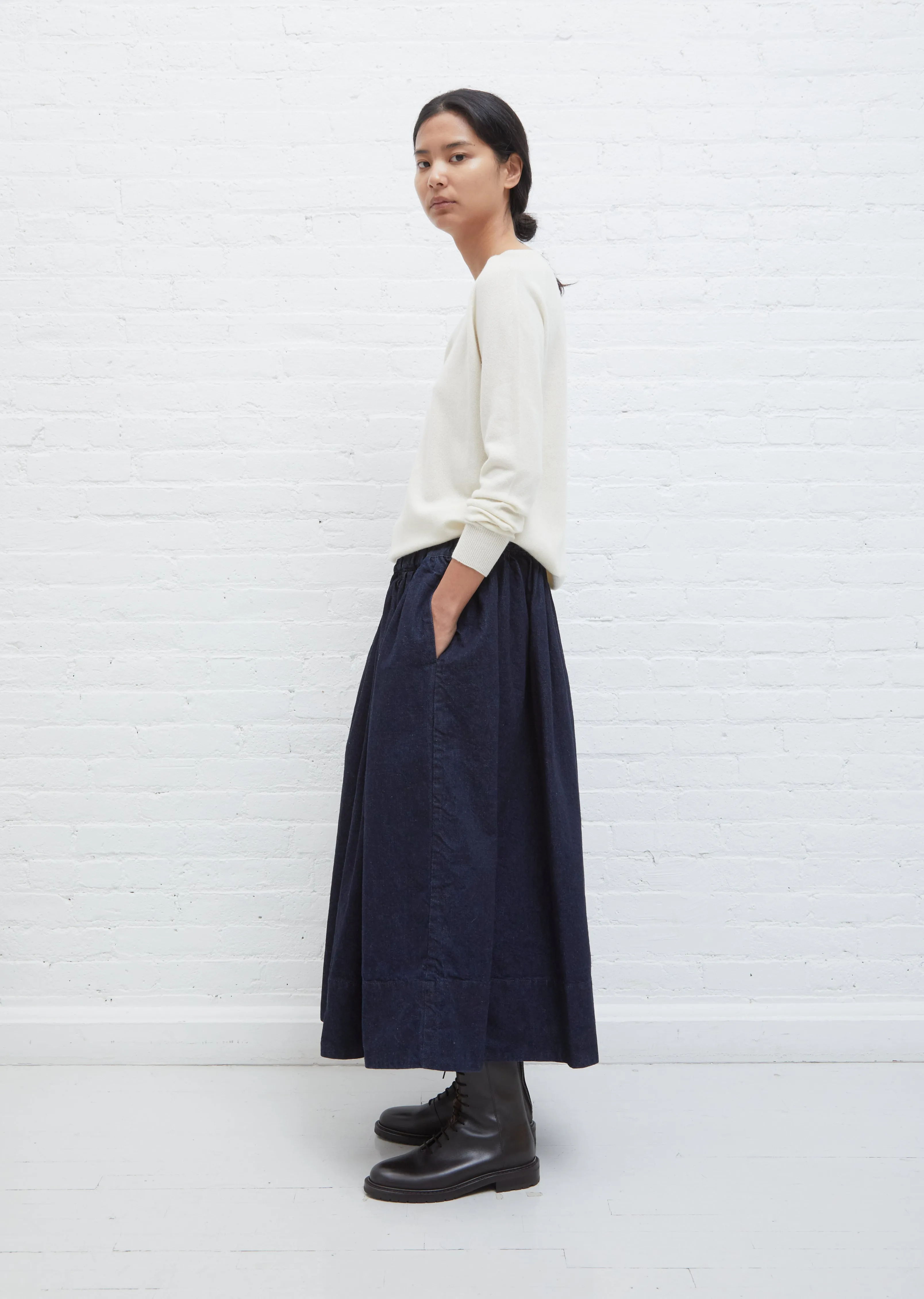 Gathered Denim Skirt