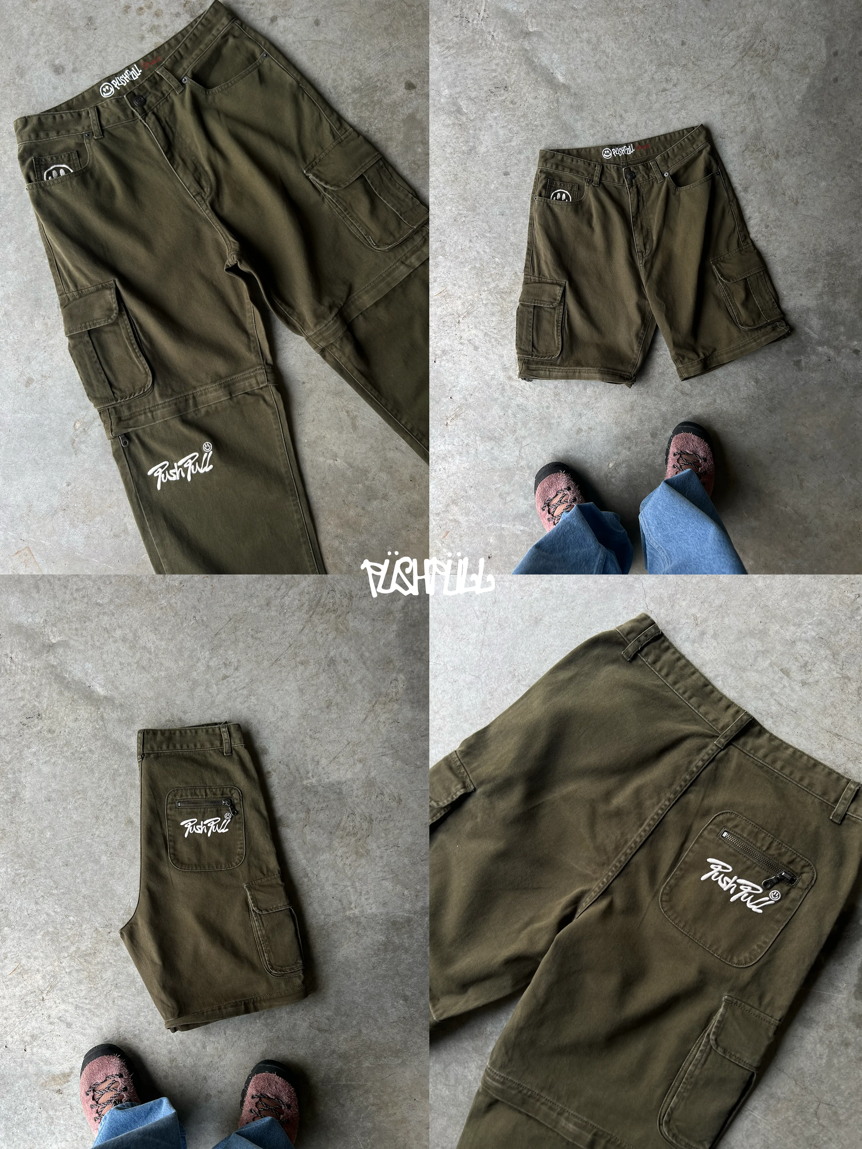 GREEN ZIP OFF PANTS