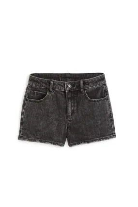 High Rise Black Denim Shorts