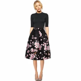 High Waist Women Skirt A-Line Floral Women Skirt