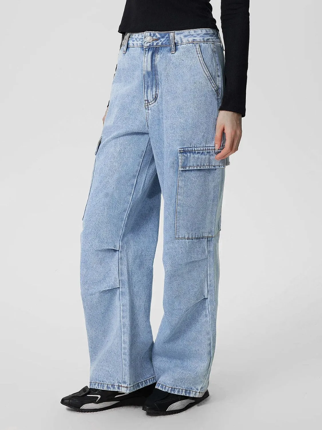 kesley Mid-Rise Waist Jeans with Pockets