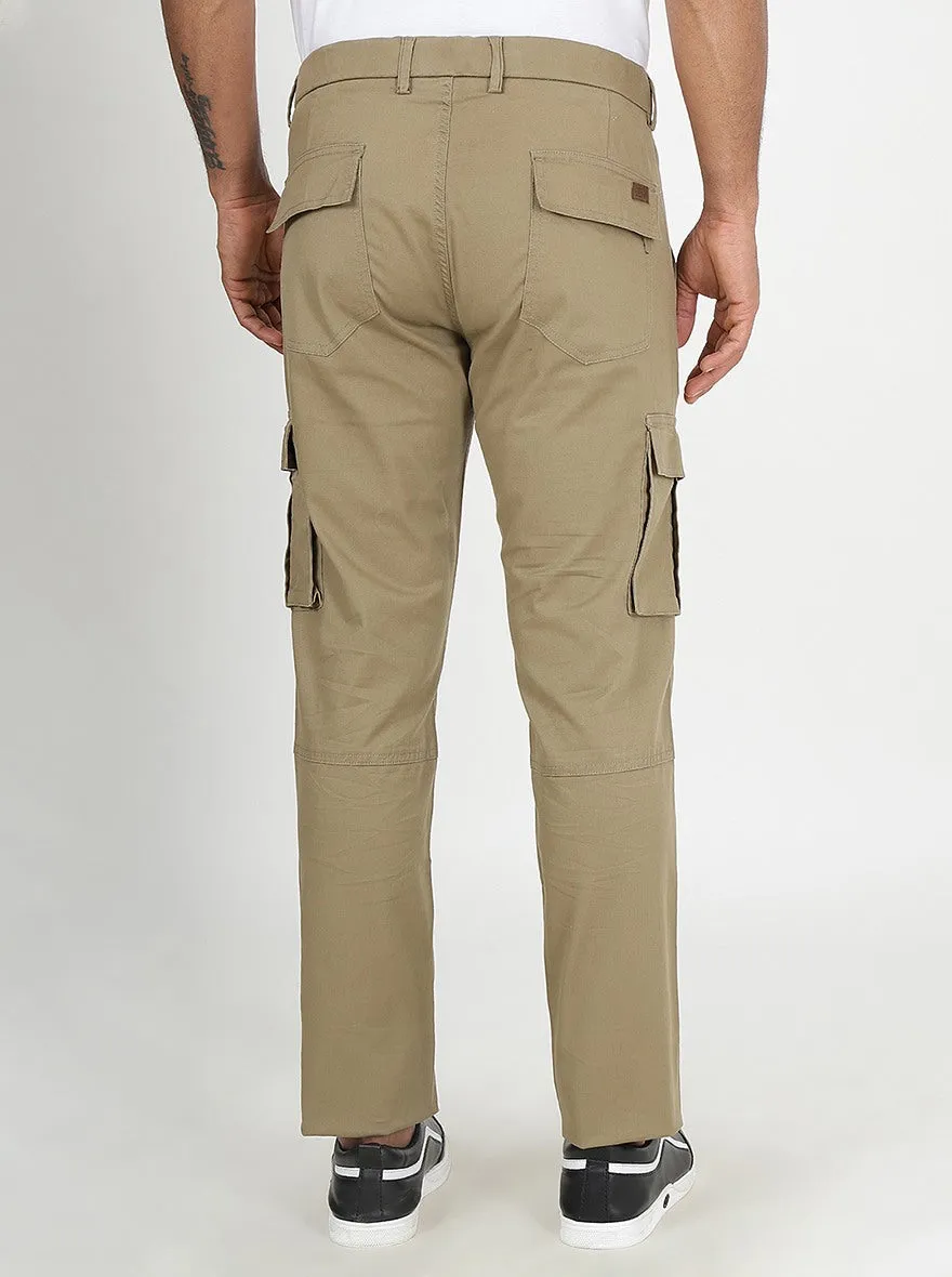 Khaki Solid Slim Fit Cargo Pant | JadeBlue