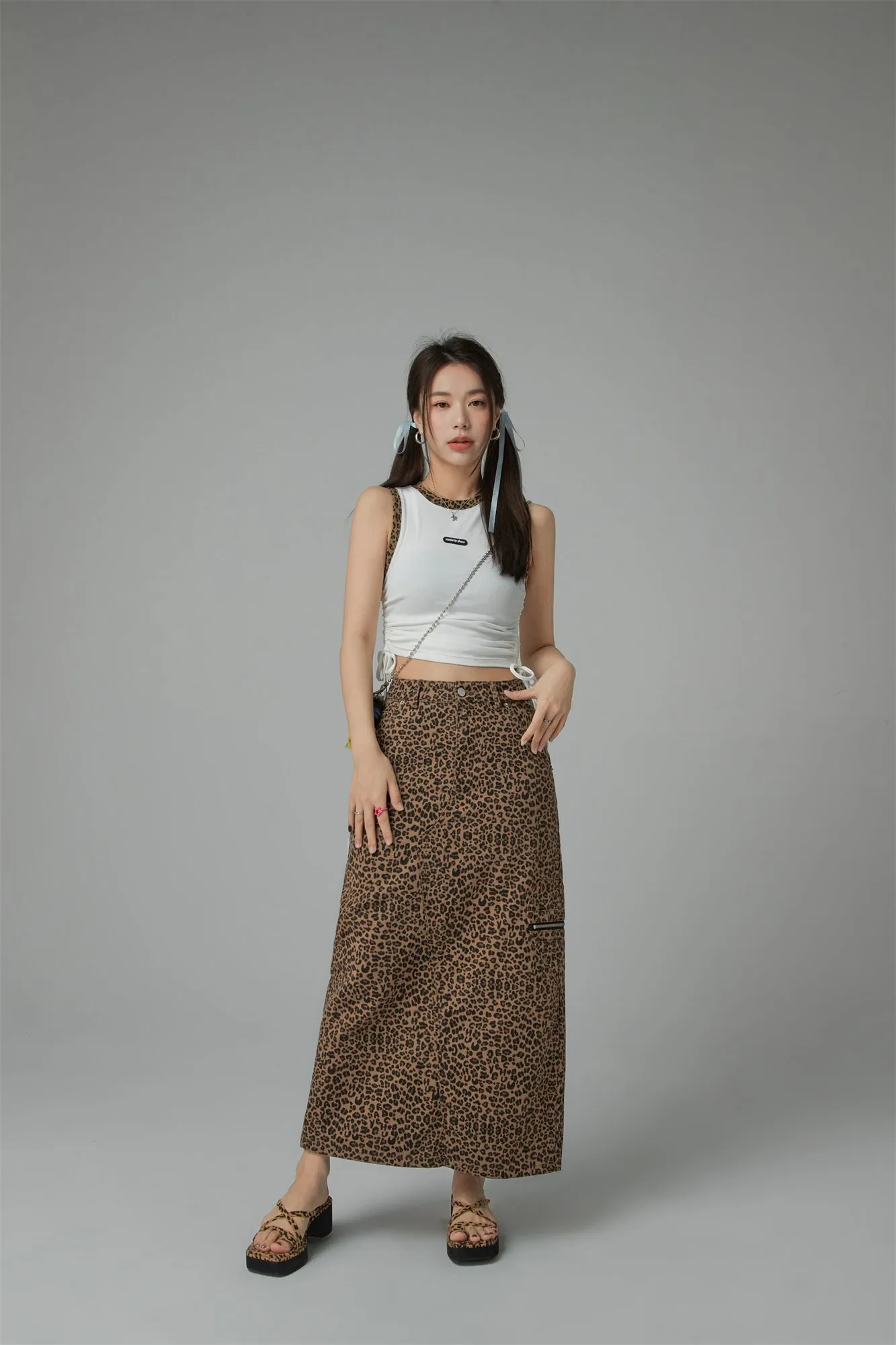 Leopard A-Line Long Skirt