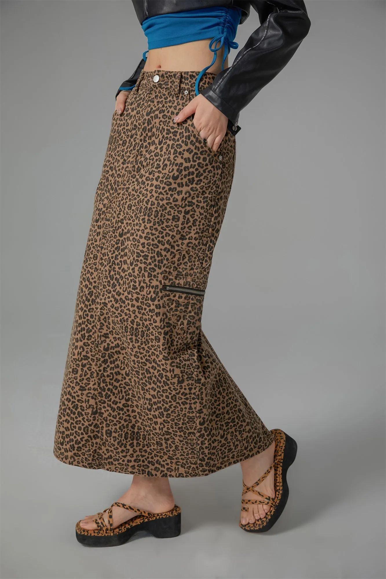 Leopard A-Line Long Skirt