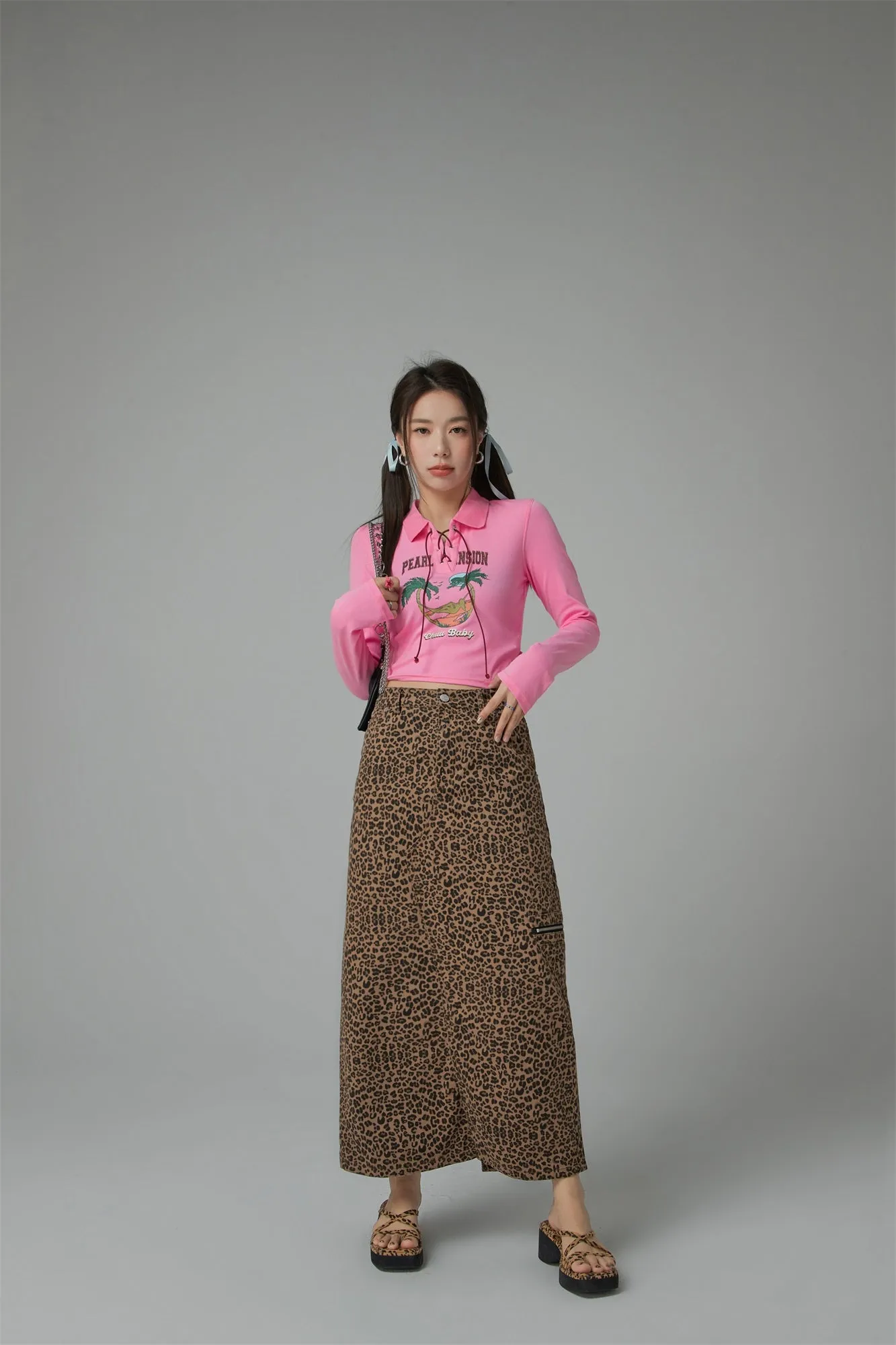 Leopard A-Line Long Skirt