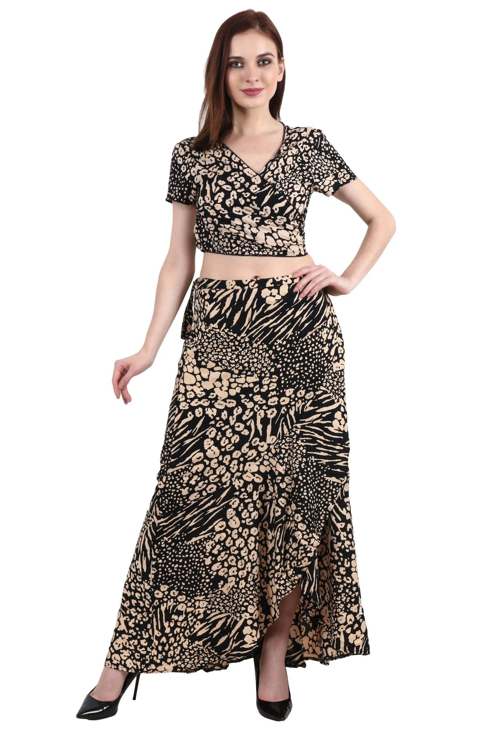 Leopard Printed Wrap Around Skirt