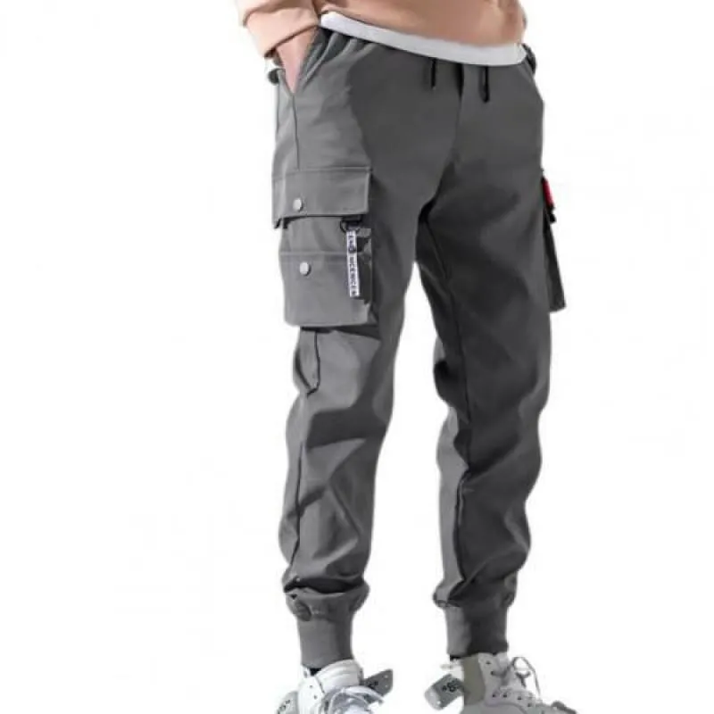 Mens Cargo Pants Joggers with Multi-pockets and Elastic Cuffs