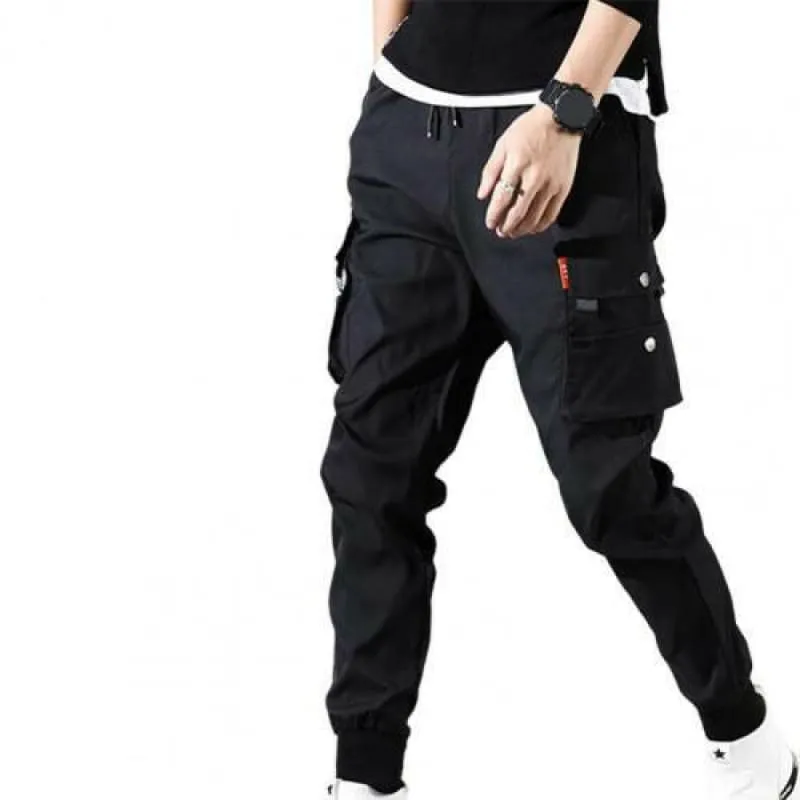 Mens Cargo Pants Joggers with Multi-pockets and Elastic Cuffs