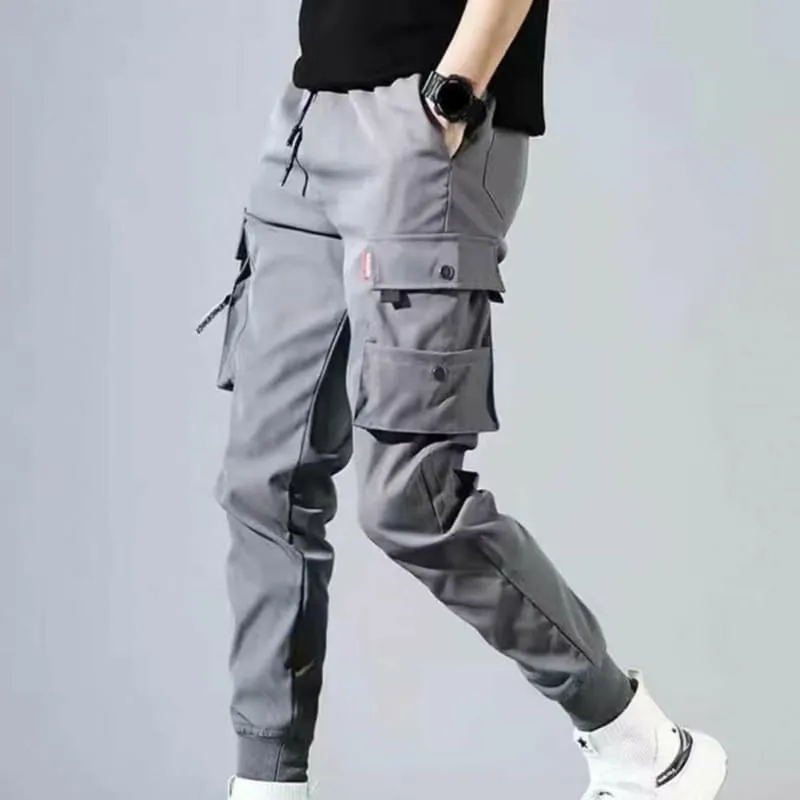 Mens Cargo Pants Joggers with Multi-pockets and Elastic Cuffs