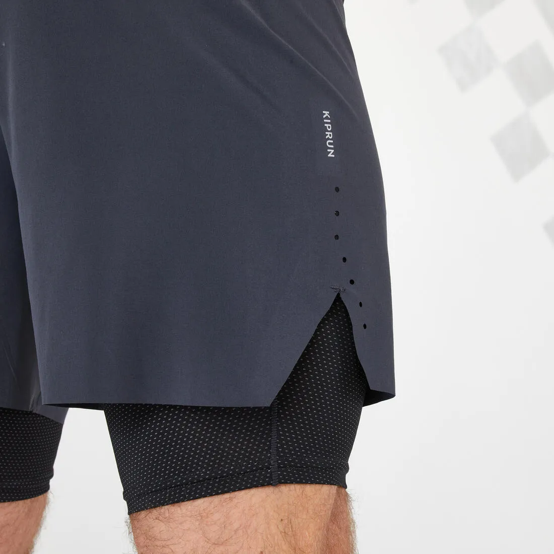 Men's KIPRUN Run 500 2in1 Comfort running shorts - Carbon Grey