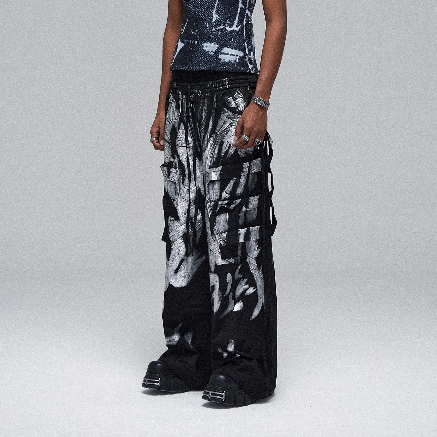 Metallic Strap Cargo Pants