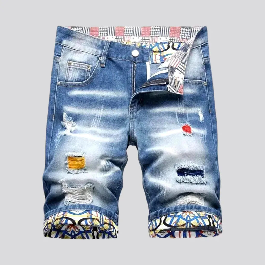 Mid rise men's denim shorts