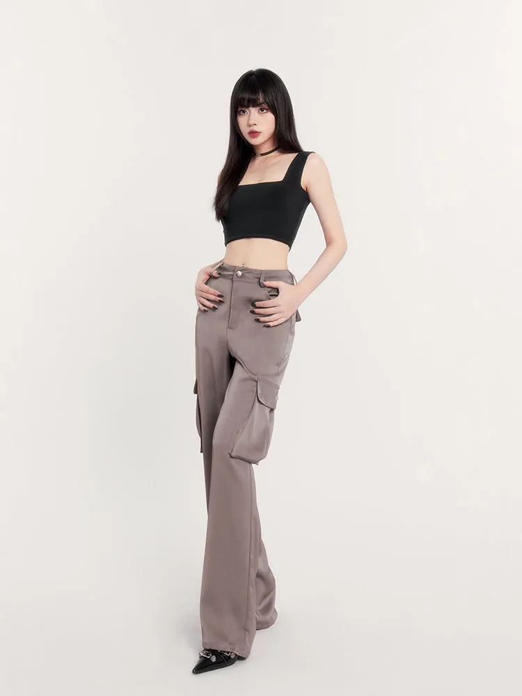 Mist Silky High Waist Cargo Pants