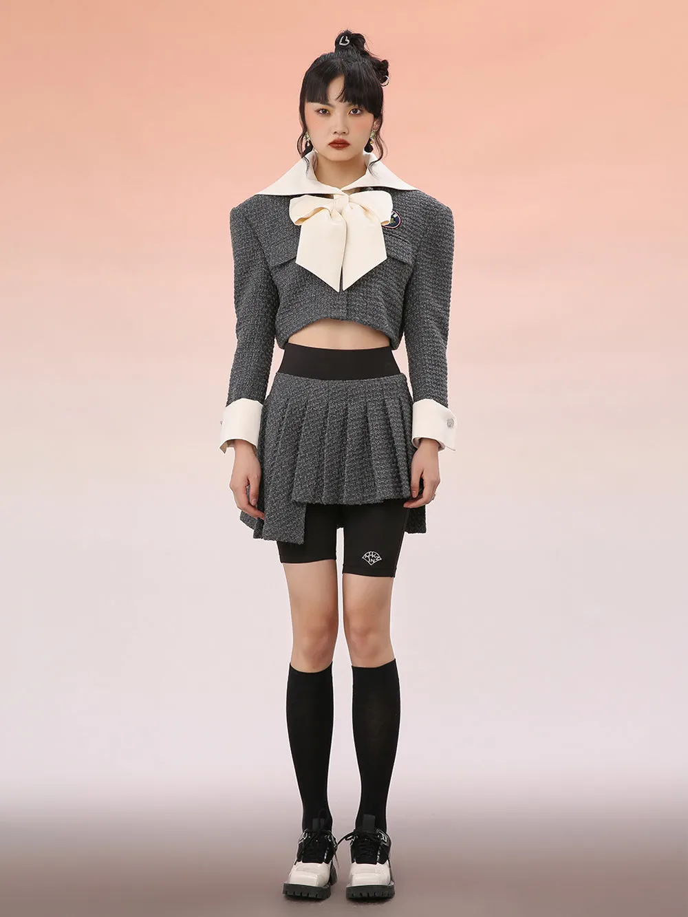 MUKZIN Gray A-Line Asymmetric Skirt