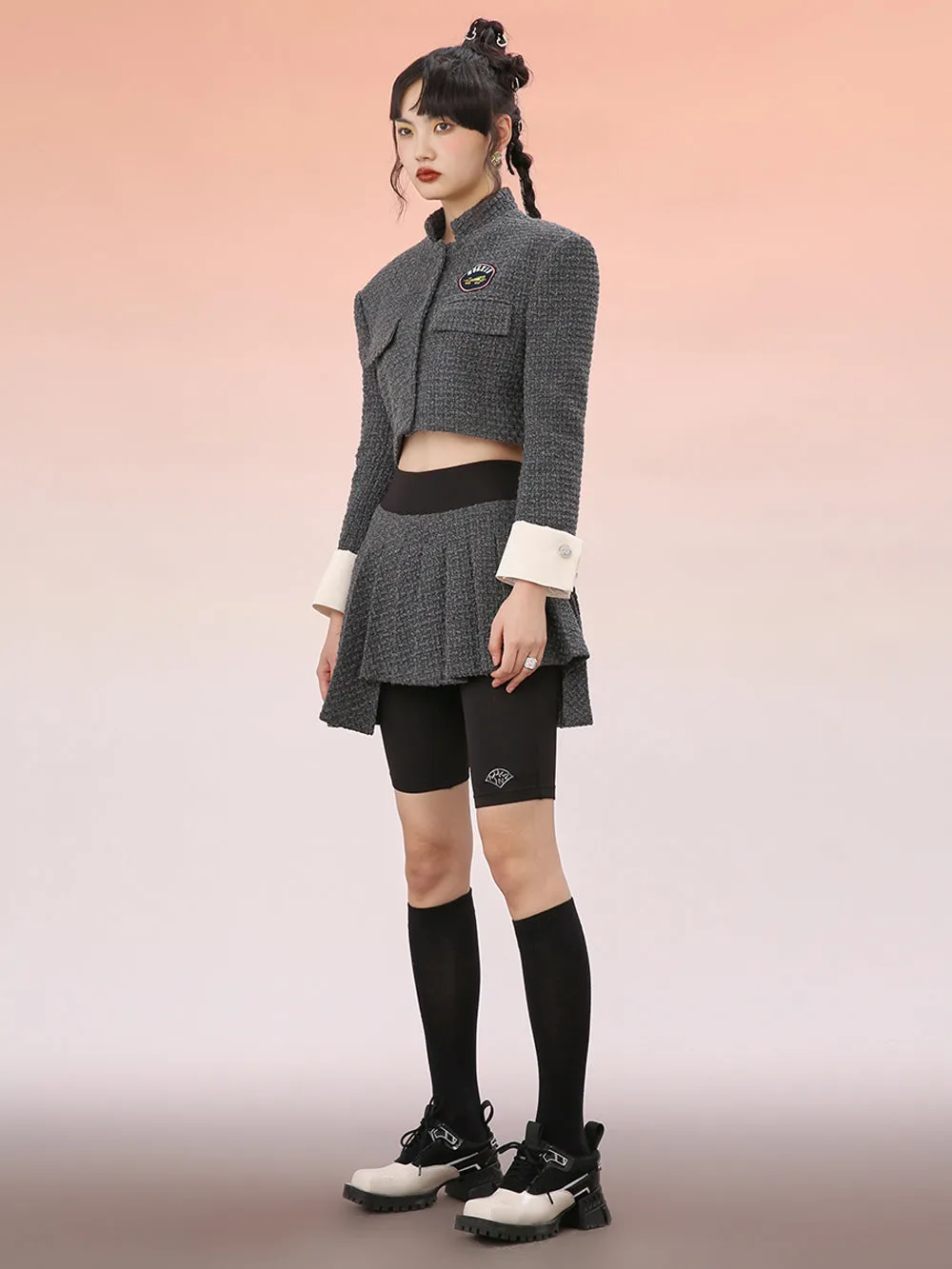 MUKZIN Gray A-Line Asymmetric Skirt