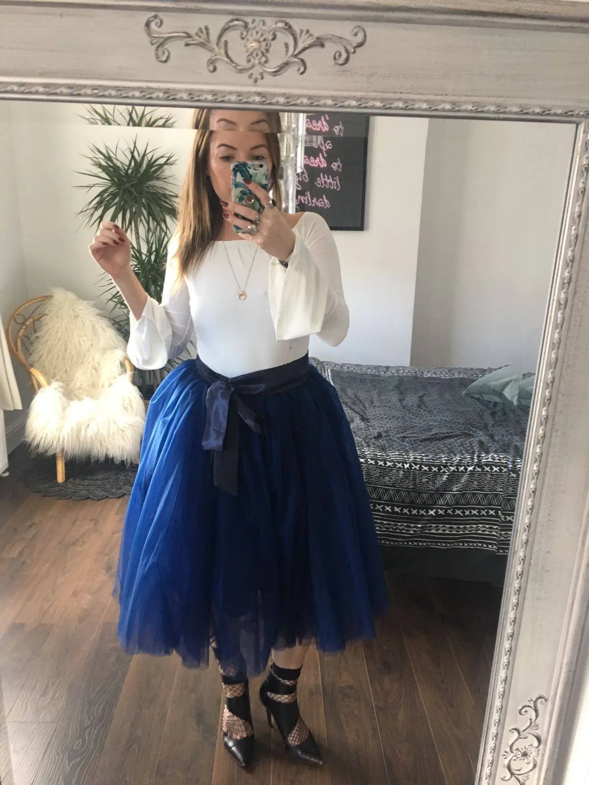 Navy Midi Tulle Skirt